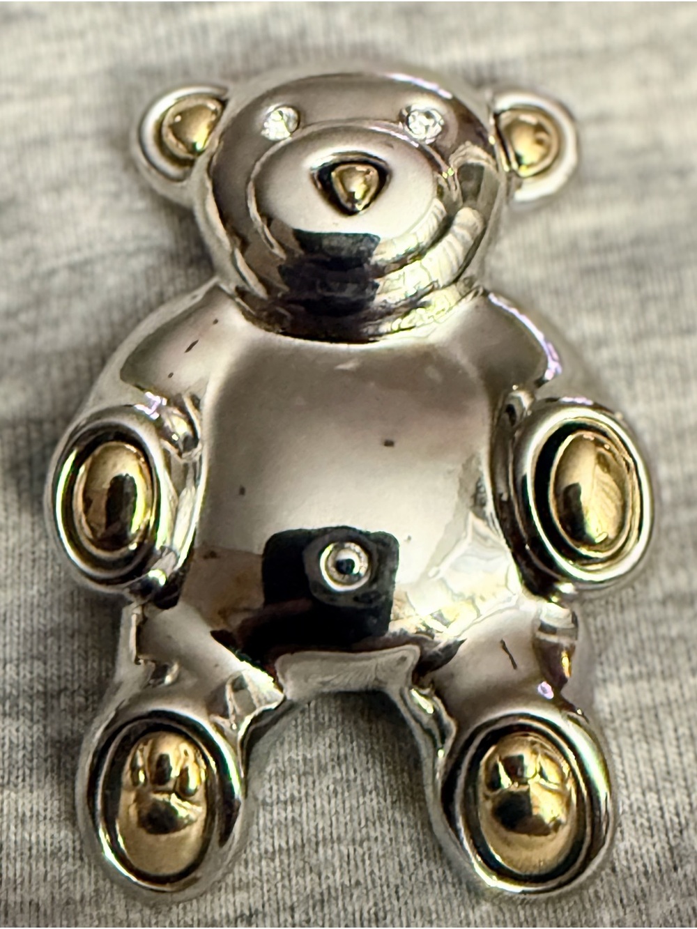 Beautiful Vintage Liz Claiborne Two-Tone Teddy Bear Brooch / Pin Excellent Cond